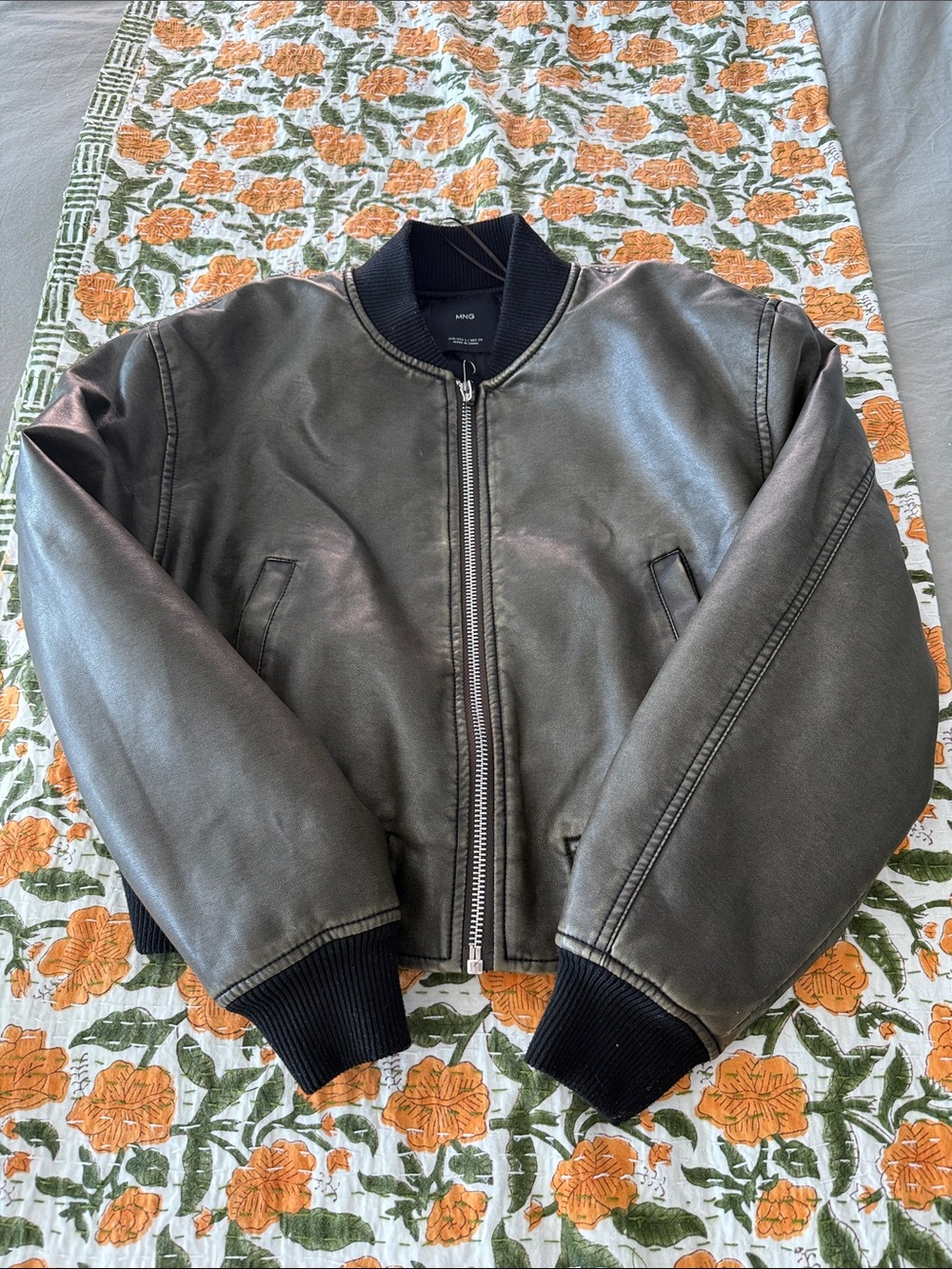 Mango Faux Leather bomber jacket